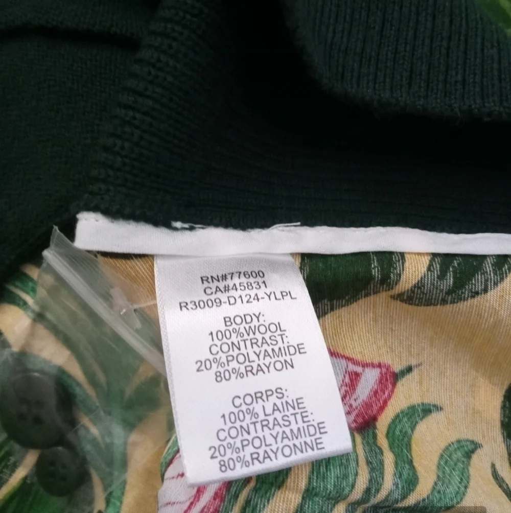 Free People x Sandrine Tropical Palm Tree Mixed Media Cardigan Sweaterl Small